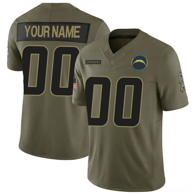 Custom LA.Chargers Active Player Olive 2025 F.U.S.E. Salute to Service Limited Stitched Football Jersey - Main View
