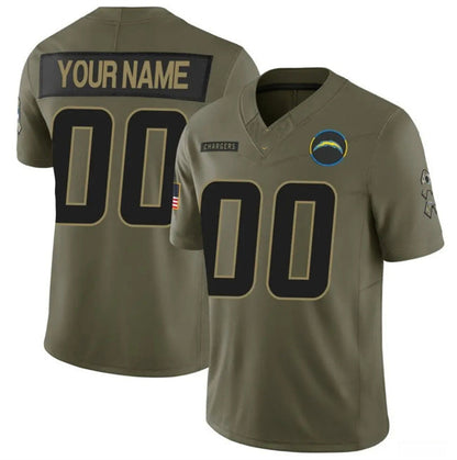 Custom LA.Chargers Active Player Olive 2025 F.U.S.E. Salute to Service Limited Stitched Football Jersey - Main View