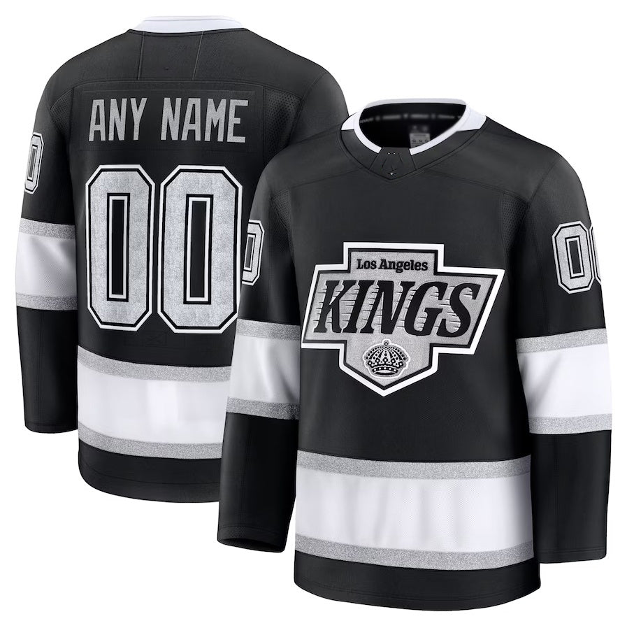 Custom LA.Kings Fanatics Home Premium Jersey - Black Stitched American Hockey Jerseys - Main View