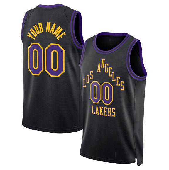 Custom LA.Lakers Active Player Black 2025-26 City Edition Stitched Basketball Jersey - Main View