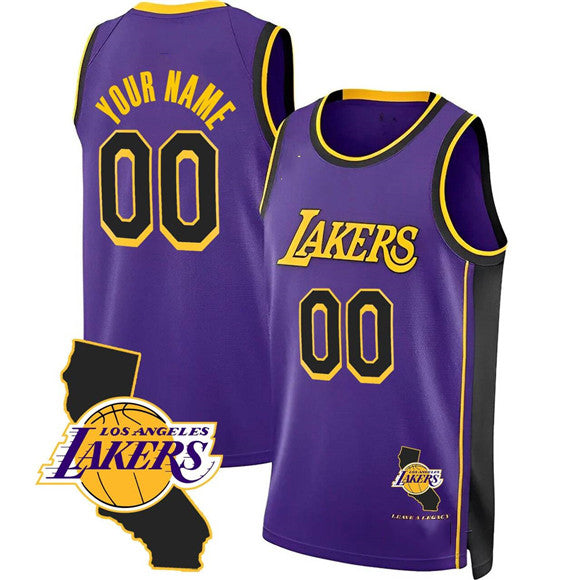 Custom LA.Lakers Active Player Purple 2025 California Patch Stitched Basketball Jersey - Main View