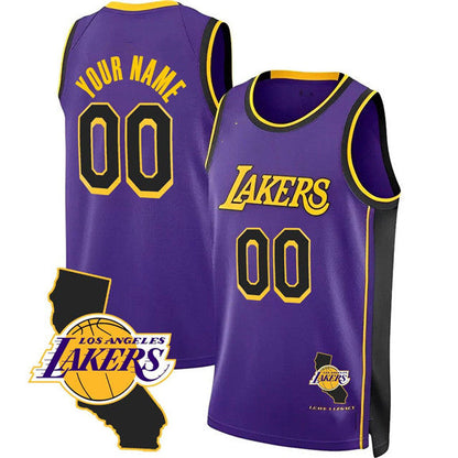 Custom LA.Lakers Active Player Purple 2025 California Patch Stitched Basketball Jersey - Main View