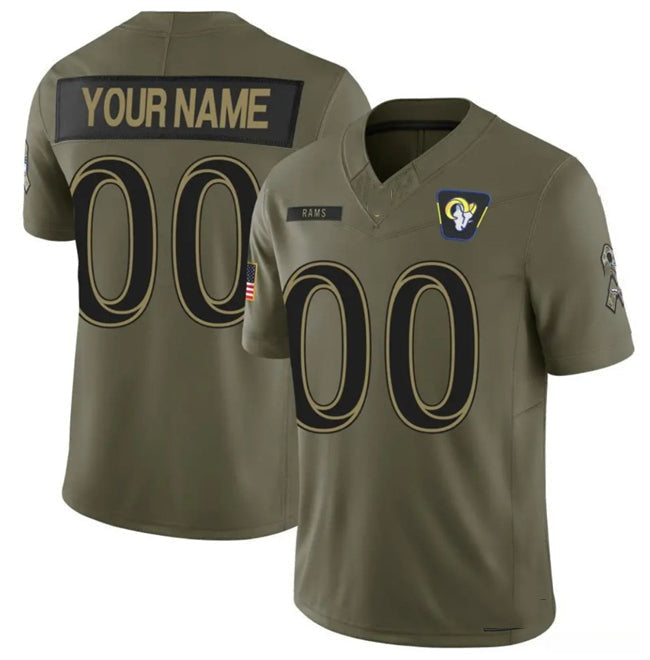 Custom LA.Rams Active Player Olive 2025 F.U.S.E. Salute to Service Limited Stitched Football Jersey - Main View