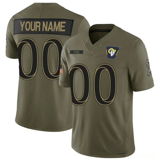 Custom LA.Rams Active Player Olive 2025 F.U.S.E. Salute to Service Limited Stitched Football Jersey - Main View