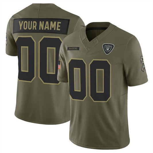 Custom LV.Raiders Active Player Olive 2025 F.U.S.E. Salute to Service Limited Football Stitched Jersey - Main View