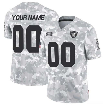 Custom LV.Raiders Active Player 2024 F.U.S.E Arctic Camo Salute To Service Limited Stitched Football Jersey - Main View