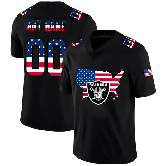 Custom L.Raiders Black Limited Fashion Flag Stitched American Football Jerseys - Main View