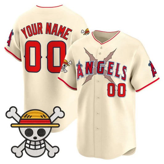 Custom Los Angeles Angels x One Piece Cream Vapor Premier Limited Jersey - Stitched Baseball Jersey - Main View