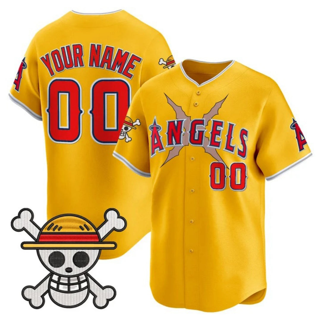 Custom Los Angeles Angels x One Piece Gold Vapor Premier Limited Jersey - Stitched Baseball Jersey - Main View