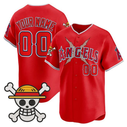 Custom Los Angeles Angels x One Piece Red Vapor Premier Limited Jersey - Stitched Baseball Jersey - Main View