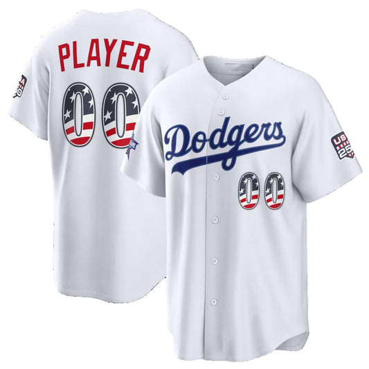 Custom Los Angeles Dodgers 2026 All-Star Edition Stars & Stripes White Stadium Pick-A-Player Baseball Jersey - Main View