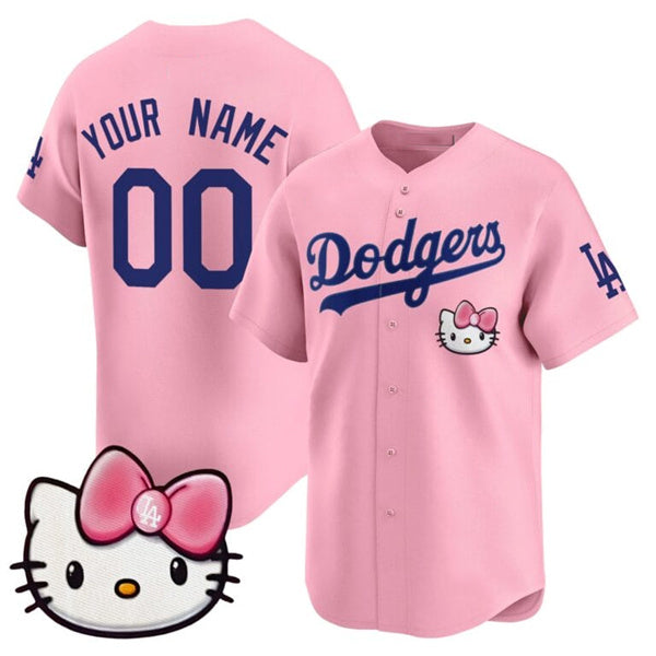 Custom Los Angeles Dodgers ACTIVE PLAYER Pink 2025 Hello Kitty Vapor Premier Limited Stitched Baseball Jersey - Main View