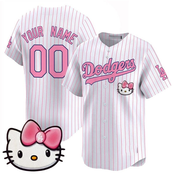 Custom Los Angeles Dodgers ACTIVE PLAYER Pinstripe 2025 Hello Kitty Vapor Premier Limited Stitched Baseball Jersey - Main View