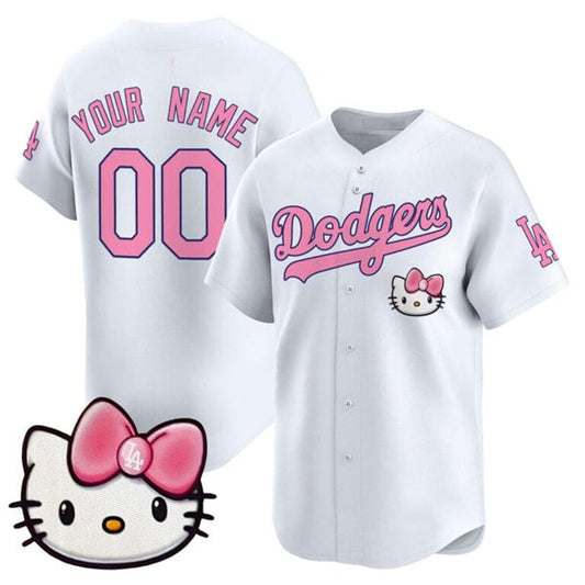 Custom Los Angeles Dodgers ACTIVE PLAYER White 2025 Hello Kitty Vapor Premier Limited Stitched Baseball Jersey - Main View
