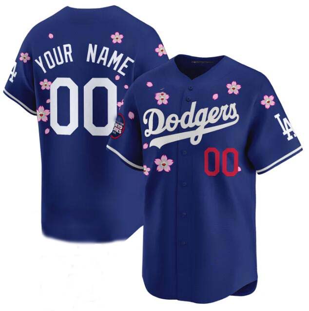 Custom Los Angeles Dodgers Active Player Royal 2025 Tokyo Series Limited Stitched Baseball Jersey - Main View