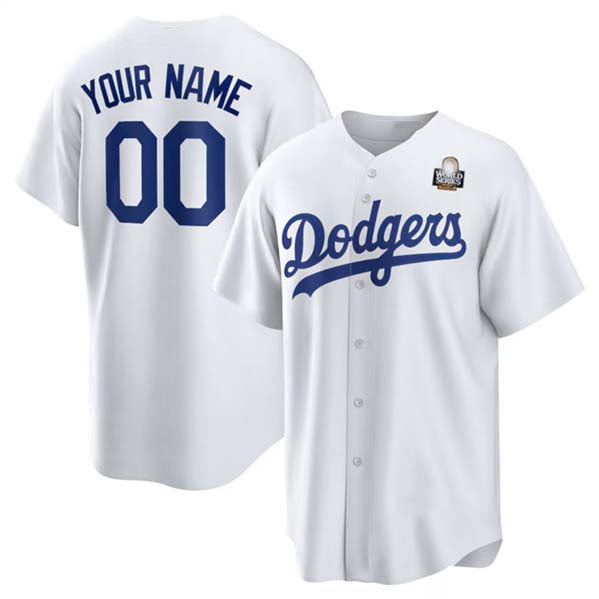 Custom Los Angeles Dodgers Active Player White 2024 World Series Cool Base Stitched Baseball Jersey - Main View