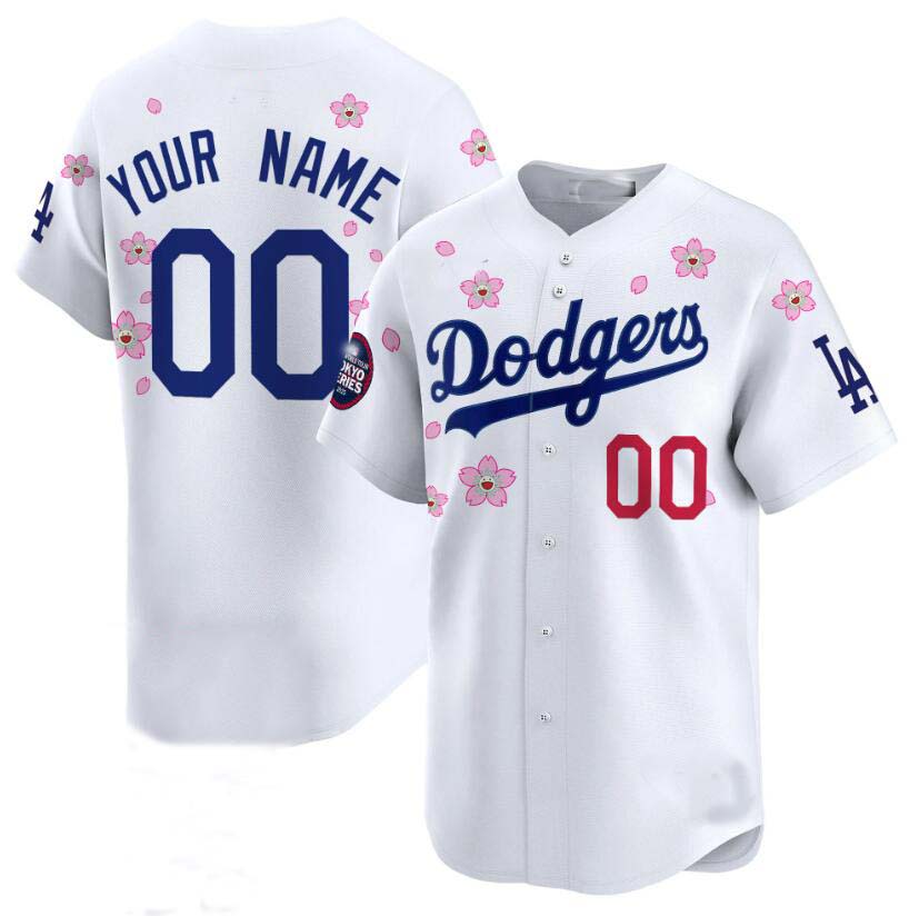 Custom Los Angeles Dodgers Active Player White 2025 Tokyo Series Limited Stitched Baseball Jersey - Main View