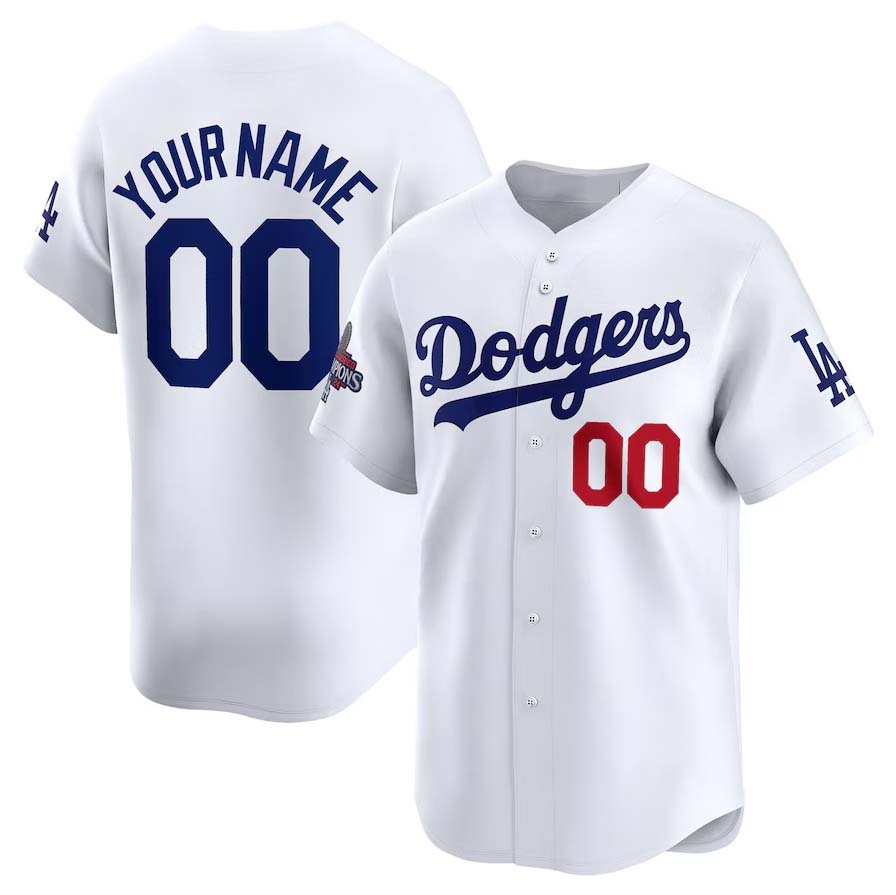Custom Los Angeles Dodgers White 2024 World Series Champions Home Limited Stitched Baseball Jersey - Main View
