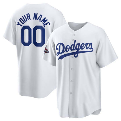 Custom Los Angeles Dodgers White 2024 World Series Champions Home Replica Stitched Baseball Jersey - Main View
