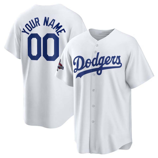 Custom Los Angeles Dodgers White 2024 World Series Champions Home Replica Stitched Baseball Jersey - Main View