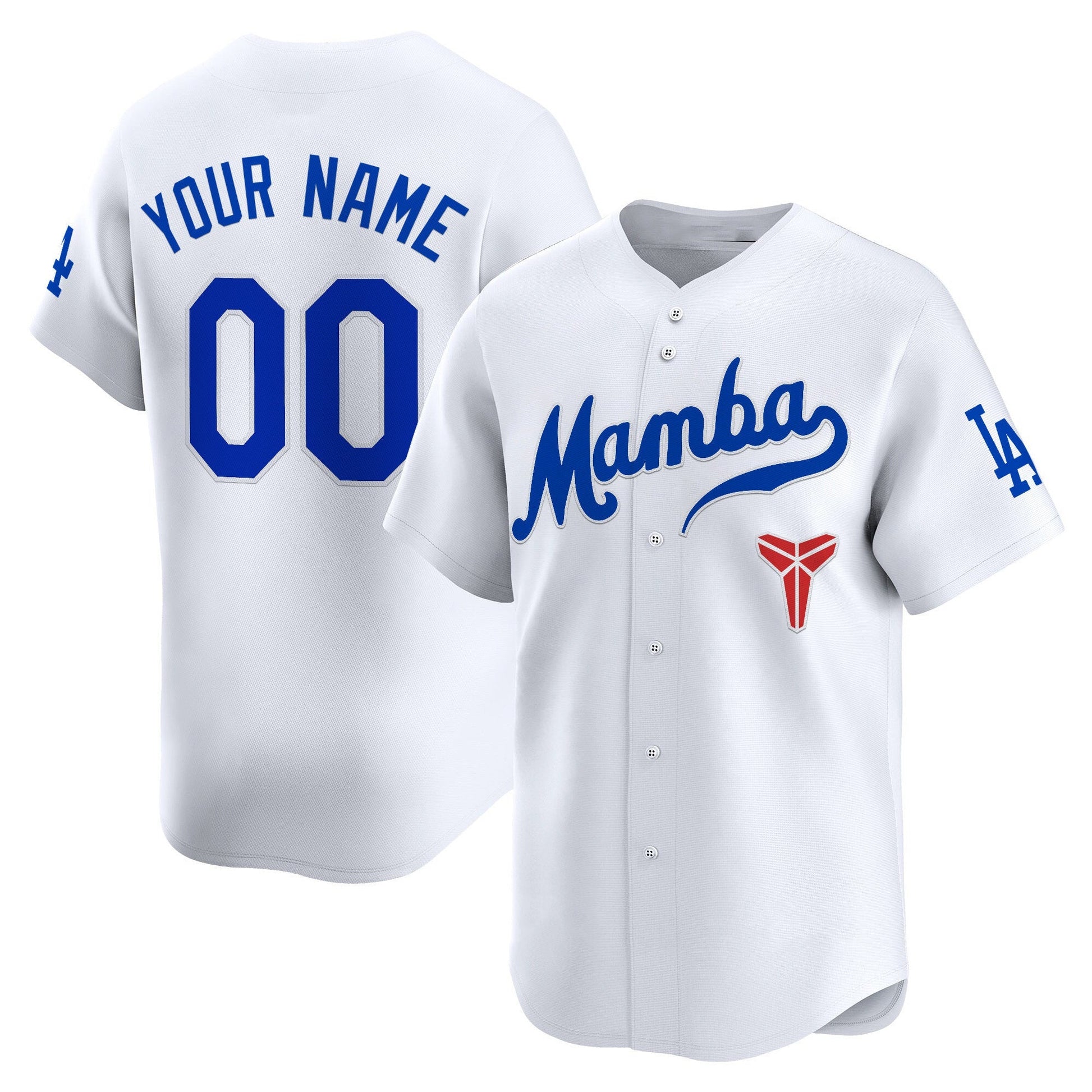 Custom Los Angeles Dodgers White Mamba Vapor Premier Limited Jersey - All Stitched Baseball Jersey - Main View