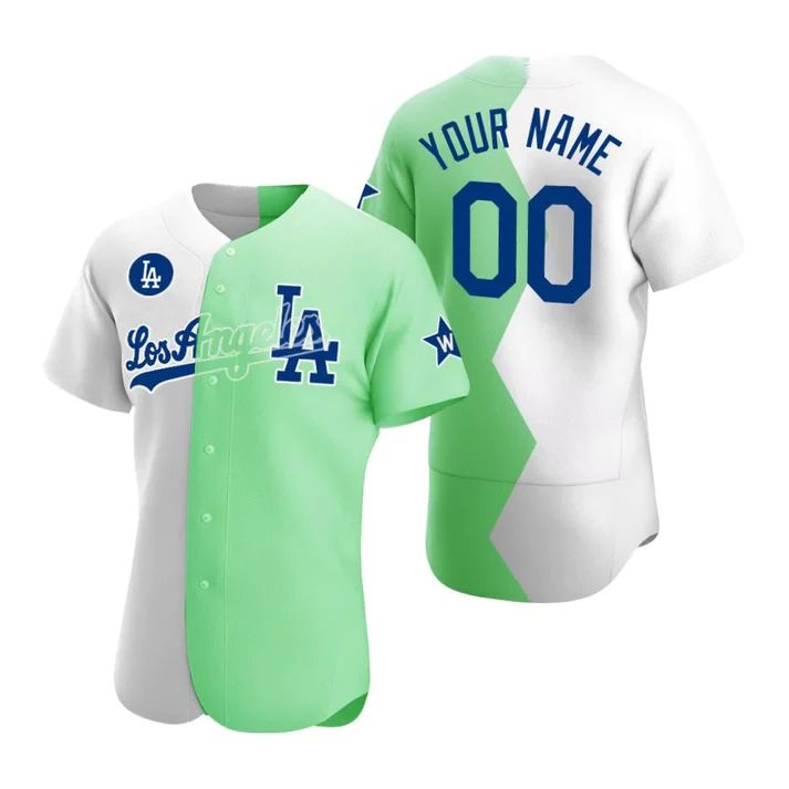 Baseball Jerseys Custom Los Angeles Dodgers jersey 2022 All Star Celebrity Softball Game White Green Split Baseball Anniversary Gift Men - Main View