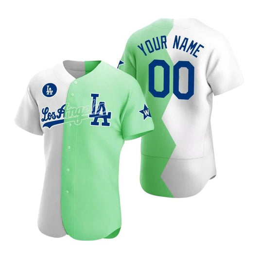 Baseball Jerseys Custom Los Angeles Dodgers jersey 2022 All Star Celebrity Softball Game White Green Split Baseball Anniversary Gift Men - Main View