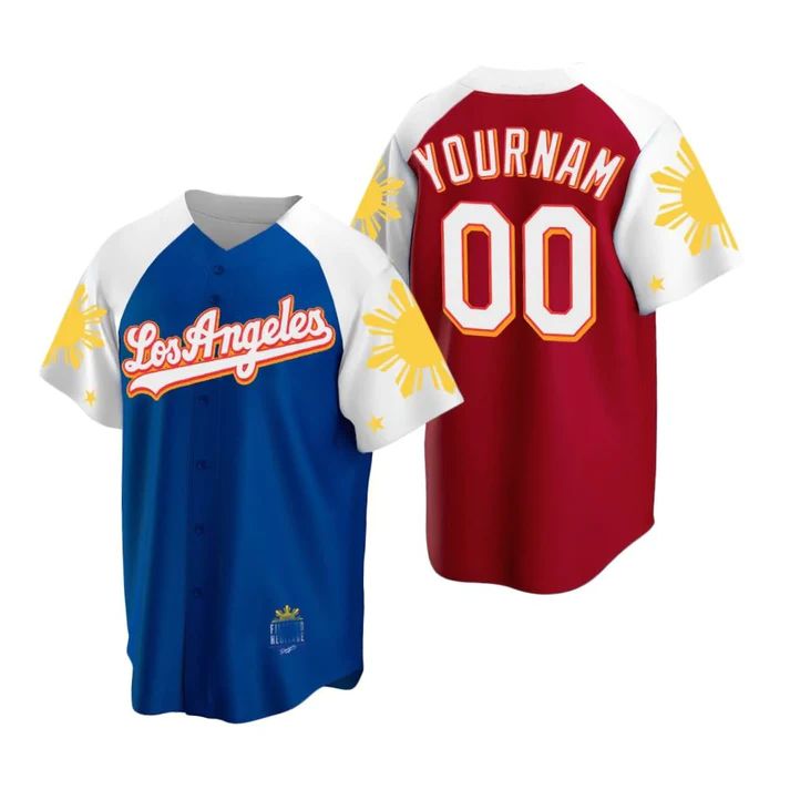 Baseball Jerseys Custom Los Angeles Dodgers jerseys Blue Red Stitched Personalized Baseball Jerseys - Main View