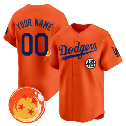 Custom Los Angeles Dodgers x Dragon Ball Orange Vapor Premier Limited Jersey - Stitched Baseball Jersey - Main View