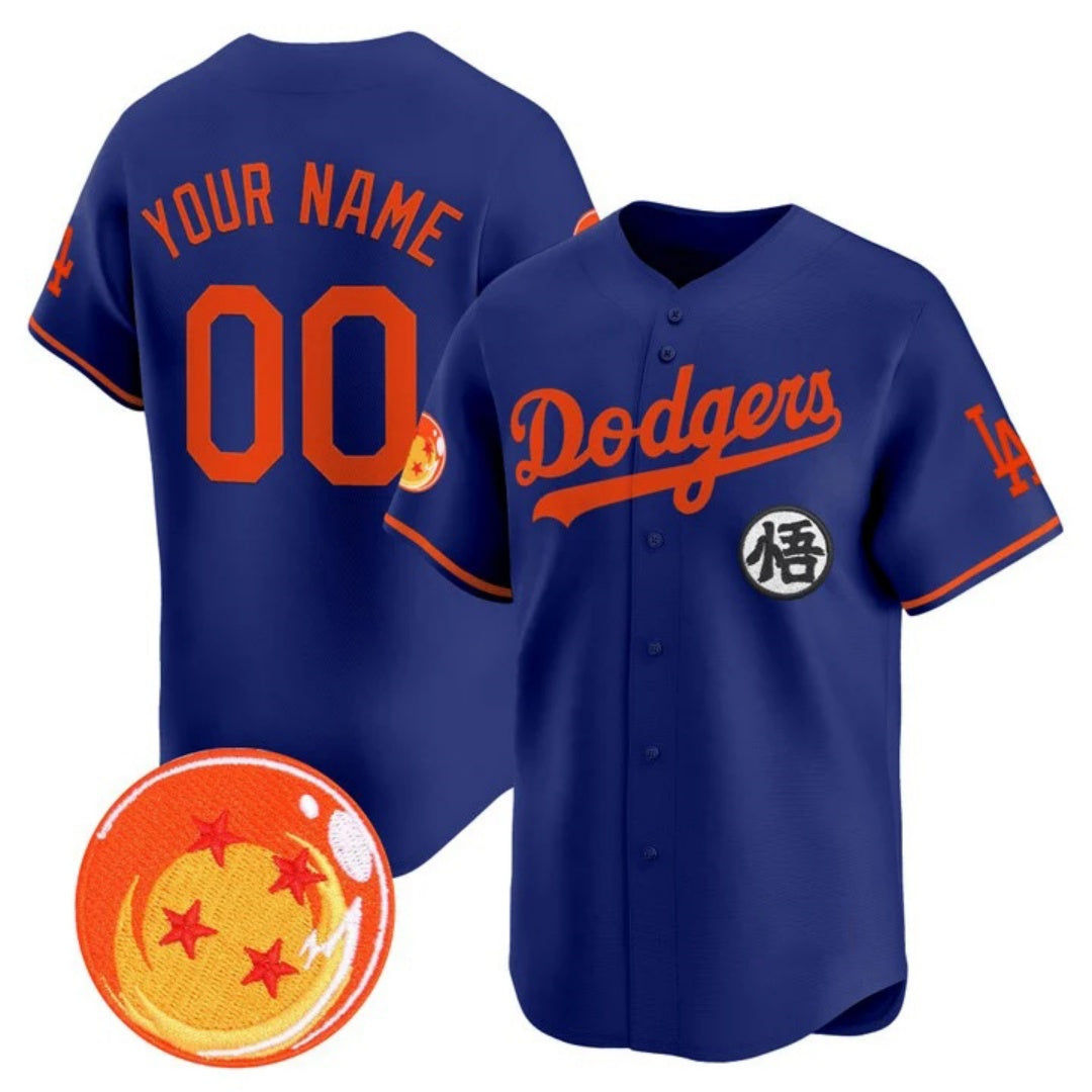 Custom Los Angeles Dodgers x Dragon Ball Royal Vapor Premier Limited Jersey - Stitched Baseball Jersey - Main View
