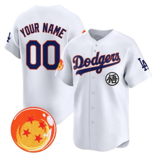 Custom Los Angeles Dodgers x Dragon Ball White Vapor Premier Limited Jersey - Stitched Baseball Jersey - Main View