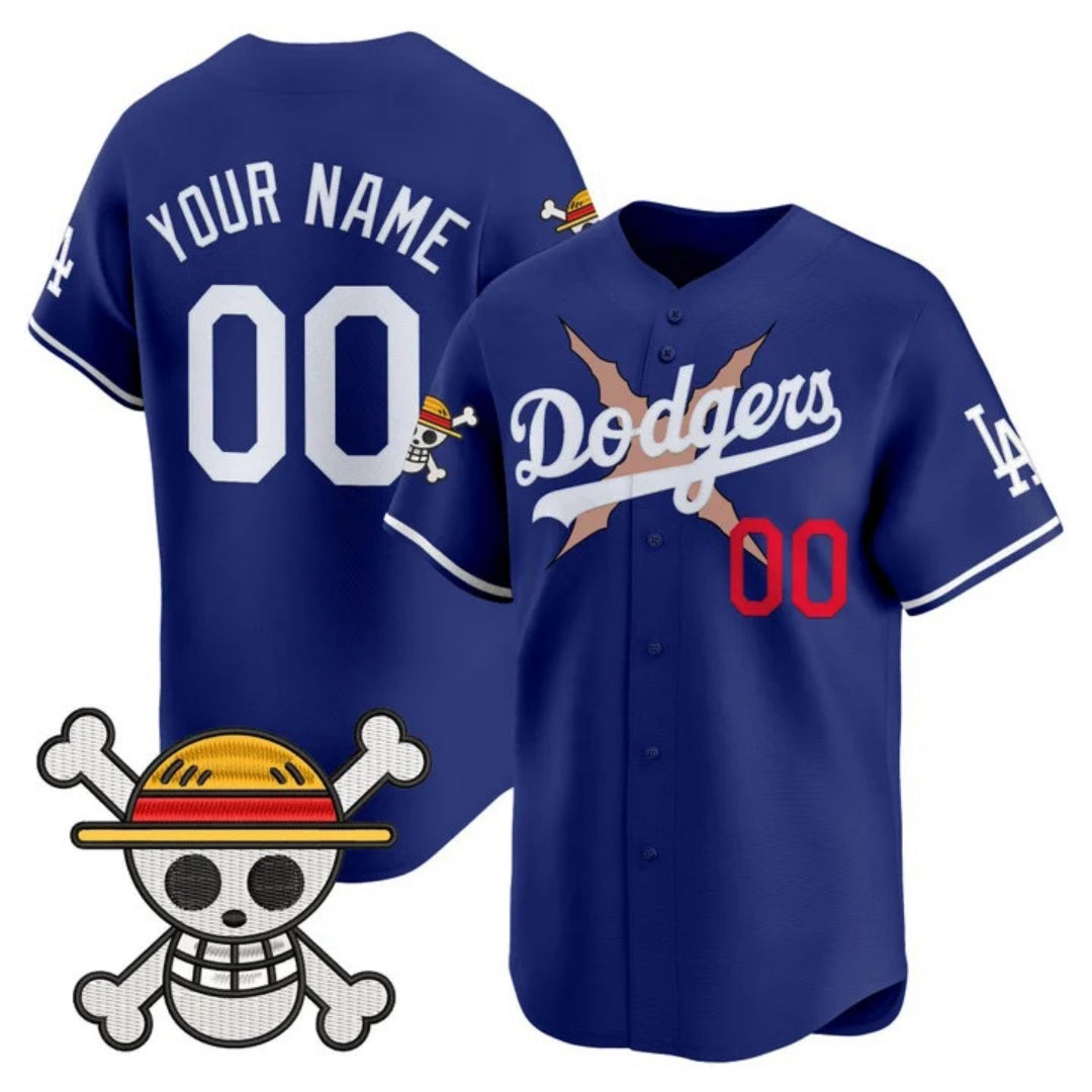 Custom Los Angeles Dodgers x One Piece Royal Vapor Premier Limited Jersey - Stitched Baseball Jersey - Main View