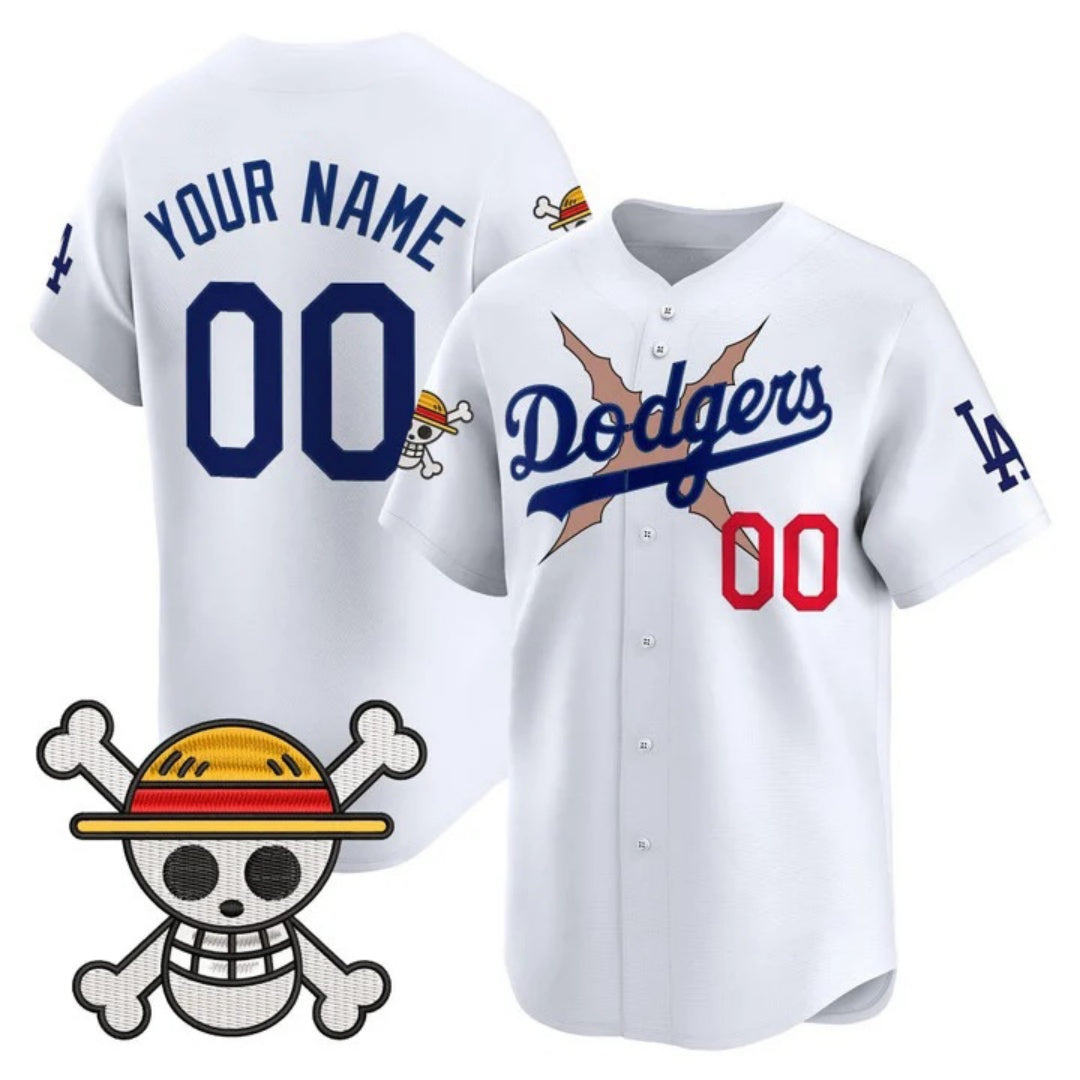 Custom Los Angeles Dodgers x One Piece White Vapor Premier Limited Jersey - Stitched Baseball Jersey - Main View