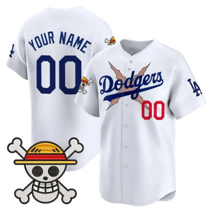 Custom Los Angeles Dodgers x One Piece White Vapor Premier Limited Jersey - Stitched Baseball Jersey - Main View