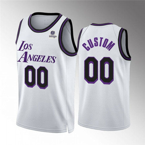 Custom LA.Lakers Active Player White City Edition Stitched Basketball Jersey - Main View