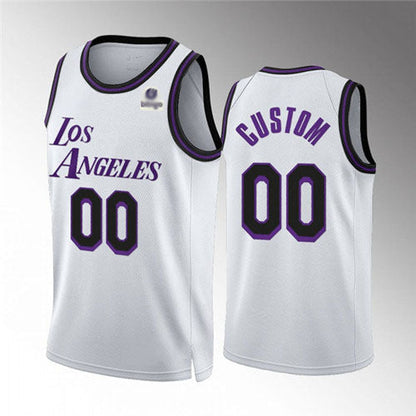 Custom LA.Lakers Active Player White City Edition Stitched Basketball Jersey - Main View