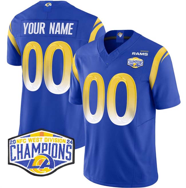 Custom LA.Rams Active Player Royal 2024 West Champions F.U.S.E. Vapor Untouchable Stitched Football Jersey - Main View