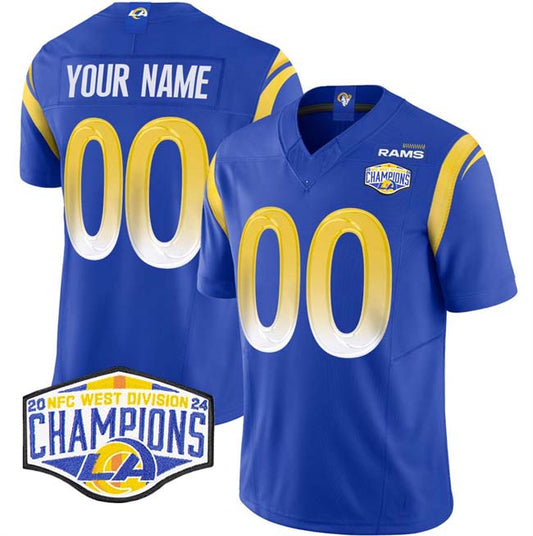 Custom LA.Rams Active Player Royal 2024 West Champions F.U.S.E. Vapor Untouchable Stitched Football Jersey - Main View