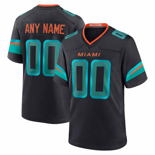 Custom M.Dolphins 2025 Rivalries Collection Game Jersey - Pitch Blue Football Stitched Jersey - Main View