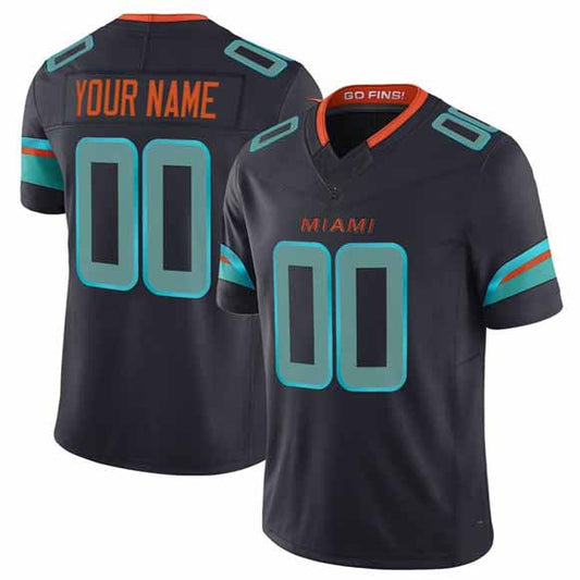 Custom M.Dolphins Active Player Black 2025 F.U.S.E. “Rivalries” Vapor Limited Football Stitched Jersey - Main View