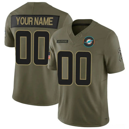 Custom M.Dolphins Active Player Olive 2025 F.U.S.E. Salute to Service Limited Stitched Football Jersey - Main View