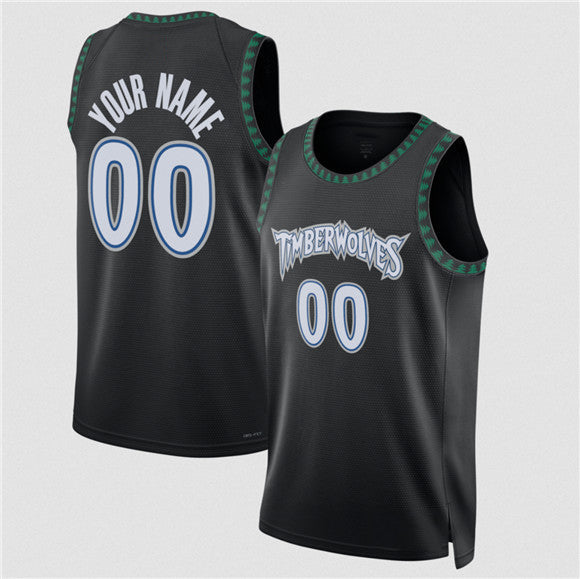 Custom M.Timberwolves Active Player Black 2025 Classic Edition Stitched Basketball Jersey - Main View