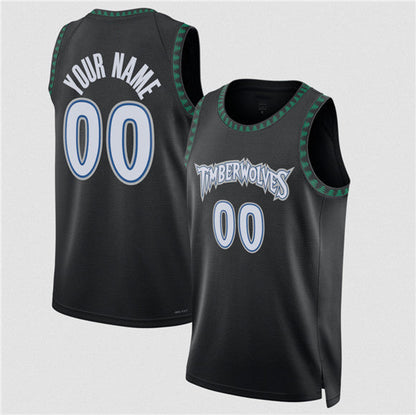 Custom M.Timberwolves Active Player Black 2025 Classic Edition Stitched Basketball Jersey - Main View