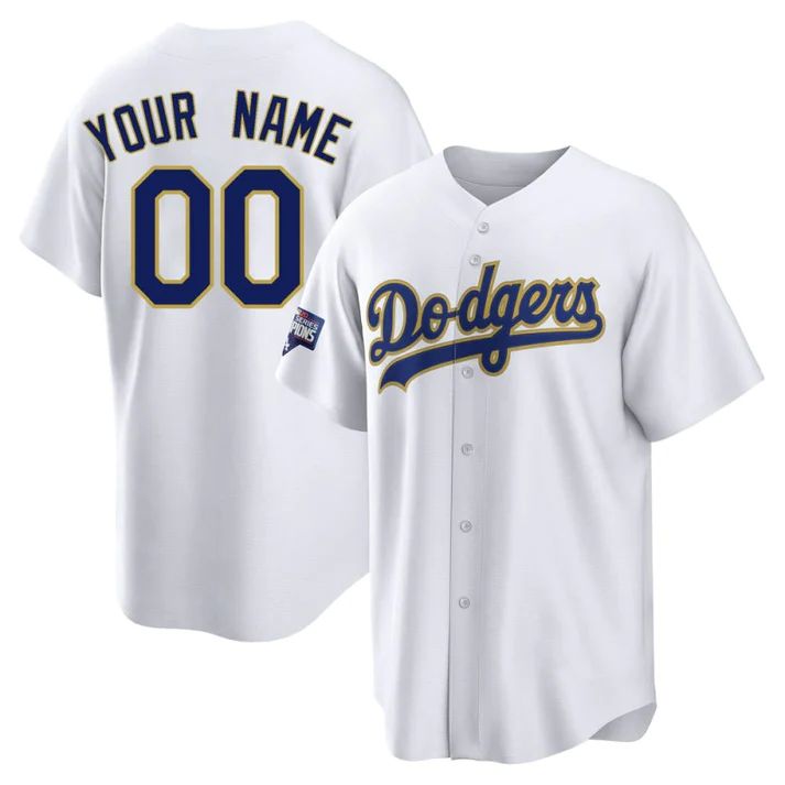 Baseball Jerseys Custom Los Angeles Dodgers White Gold Program Stitched Jerseys - Main View
