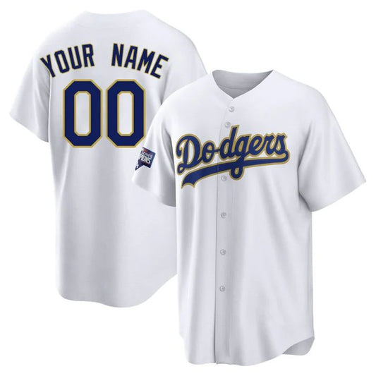 Baseball Jerseys Custom Los Angeles Dodgers White Gold Program Stitched Jerseys - Main View