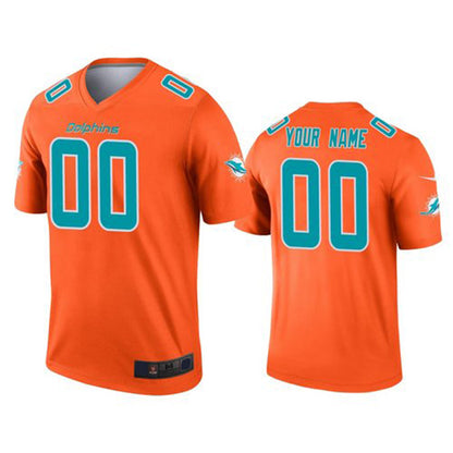 Custom M.Dolphins Orange Inverted Legend Jersey American Stitched Football Jerseys - Main View