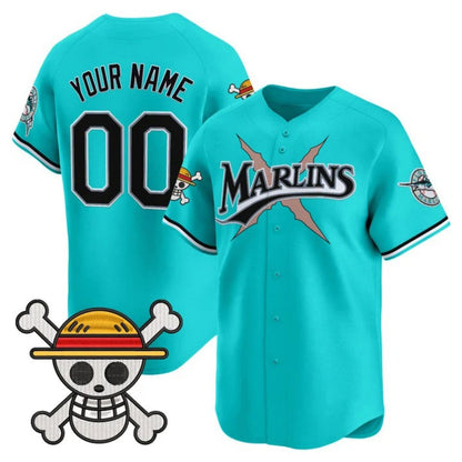 Custom Miami Marlins x One Piece Teal Vapor Premier Limited Jersey - Stitched Baseball Jersey - Main View
