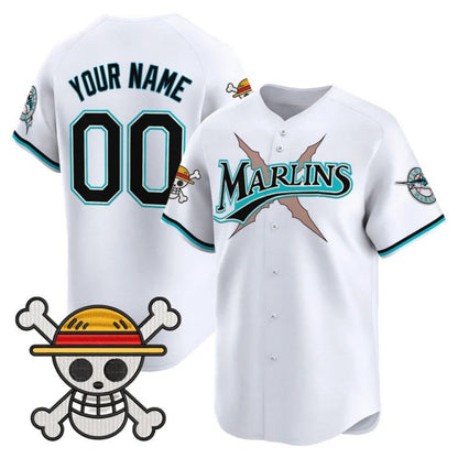 Custom Miami Marlins x One Piece White Vapor Premier Limited Jersey - Stitched Baseball Jersey - Main View