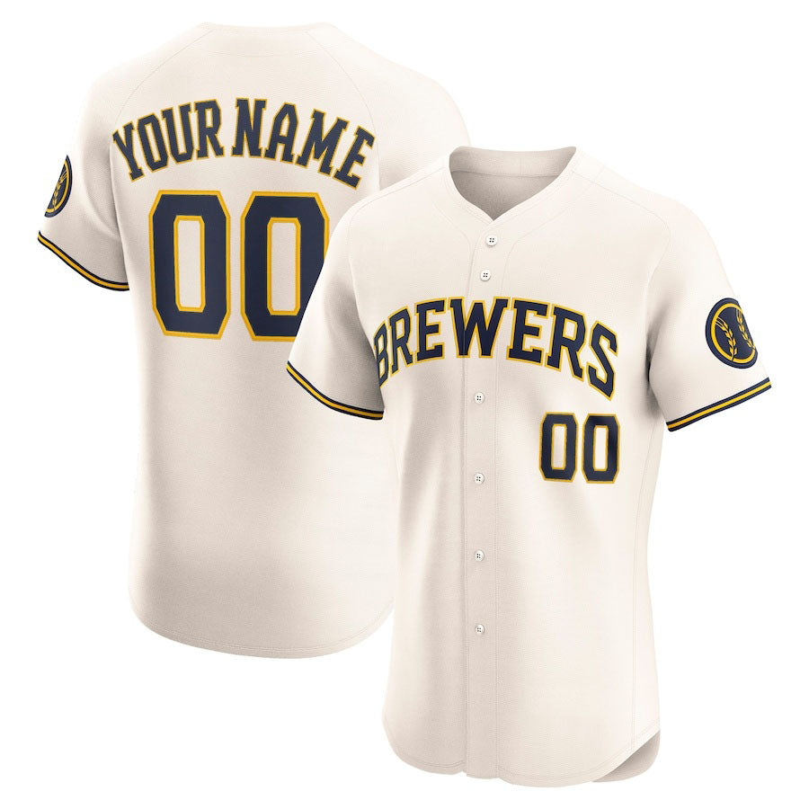 Custom Milwaukee Brewers Home Elite Jersey – Cream Stitched Baseball Jersey - Main View