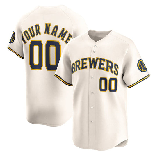 Custom Milwaukee Brewers Home Limited Jersey – Cream Stitched Baseball Jersey - Main View